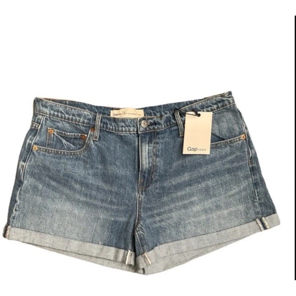 Gap Best Girlfriend Shorts Womens 31 Blue Medium Indigo Vintage Worn Denim NEW